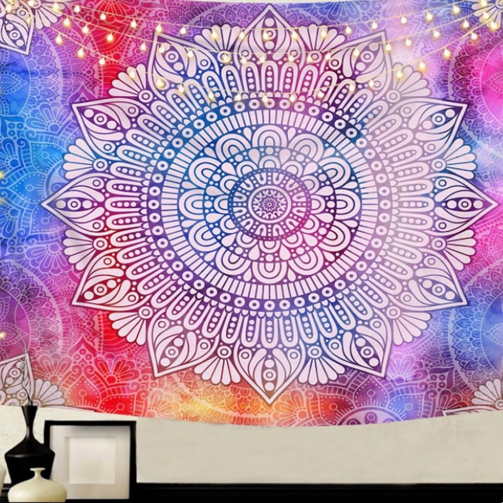 Color Mandala Tapestry and Fairy Clip Lights